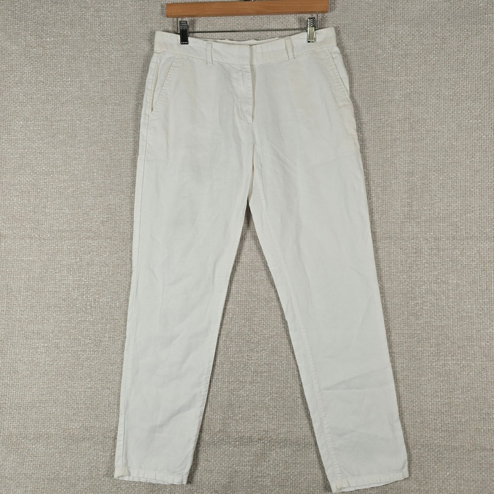 Gap Womens 4 Broken-In Straight Khakis White Linen Cotton Blend Pants 516006